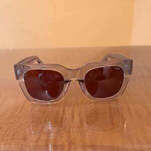 I-Sea Clear Frame Sunglasses with Brown Lenses